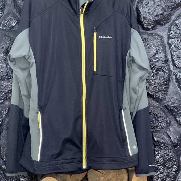 Columbia Black and Gray Jacket w/ Yellow Accents- Men’s Omni-Shield Windproof L - Picture 2 of 11